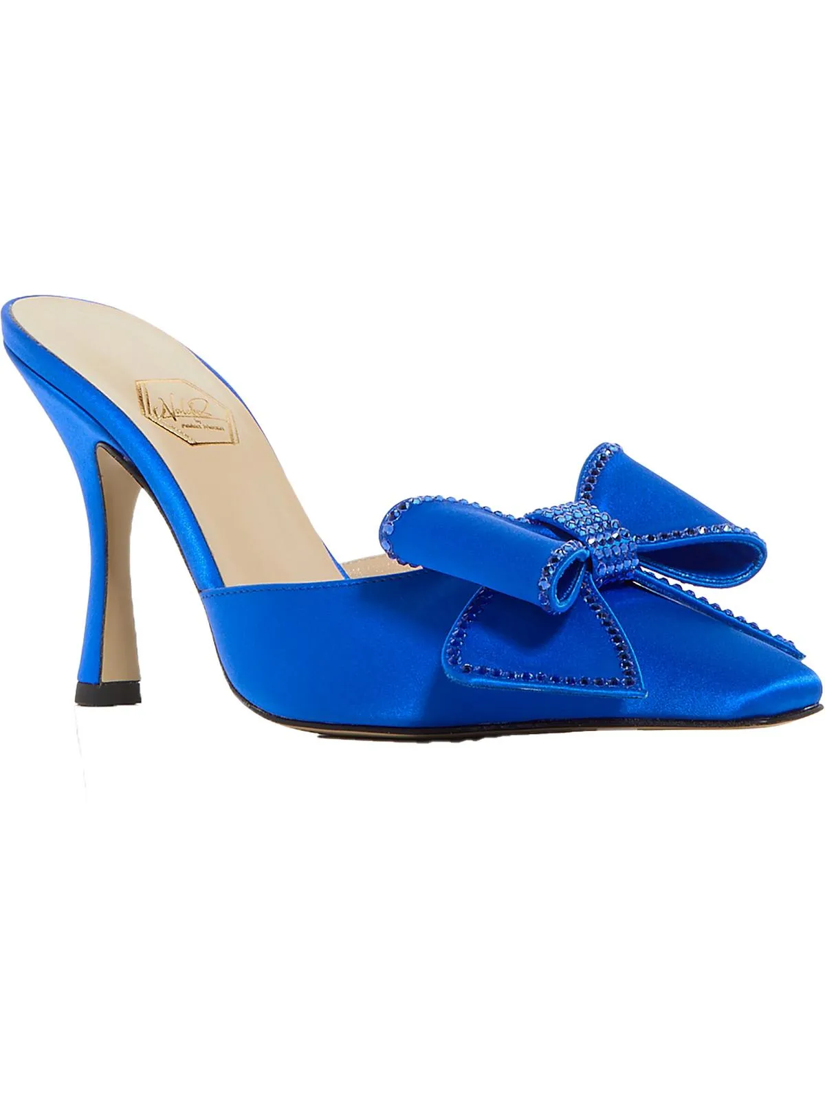 Dimante Womens Satin Square Toe Mules