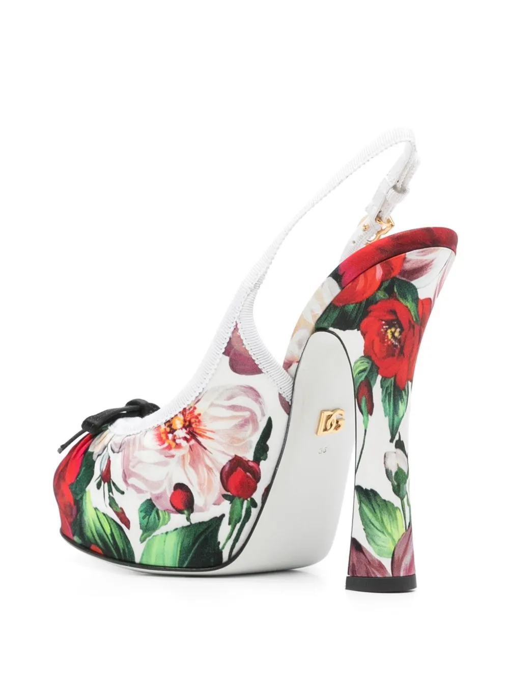 Dolce & Gabbana Women's Floral Printed Satin Slingbacks