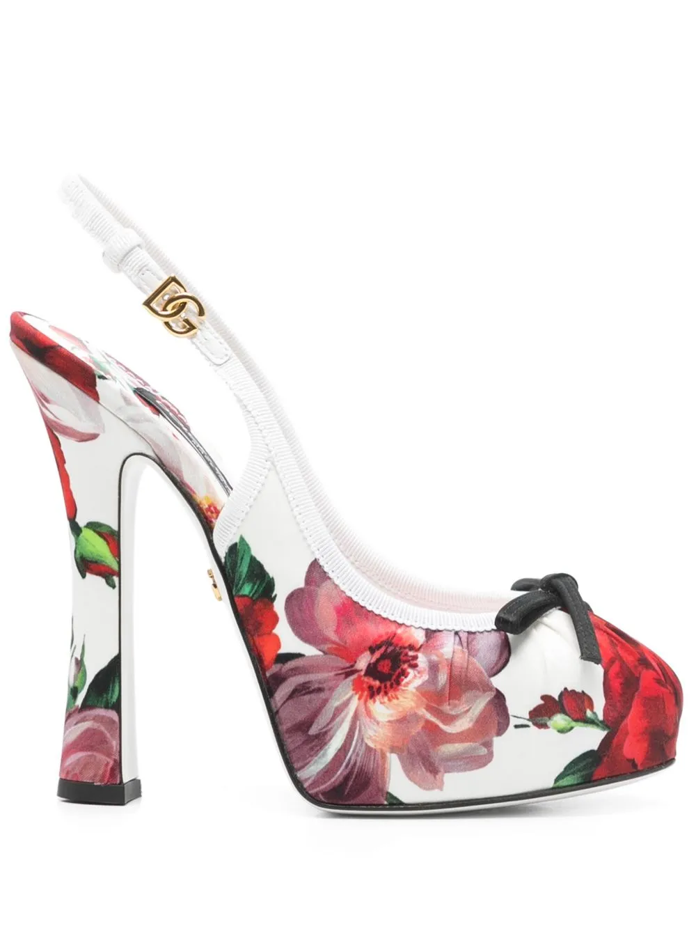 Dolce & Gabbana Women's Floral Printed Satin Slingbacks