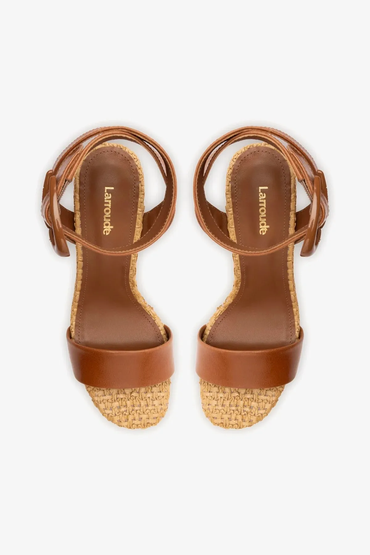 Dolly Verona Sandal In Caramel Leather and Natural Raffia