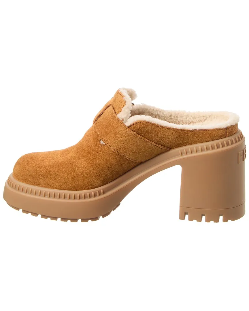 FENDI Feel Suede & Shearling Mule