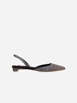 Jackie Cotton Vegan Slingback Flats | Metallic Lurex