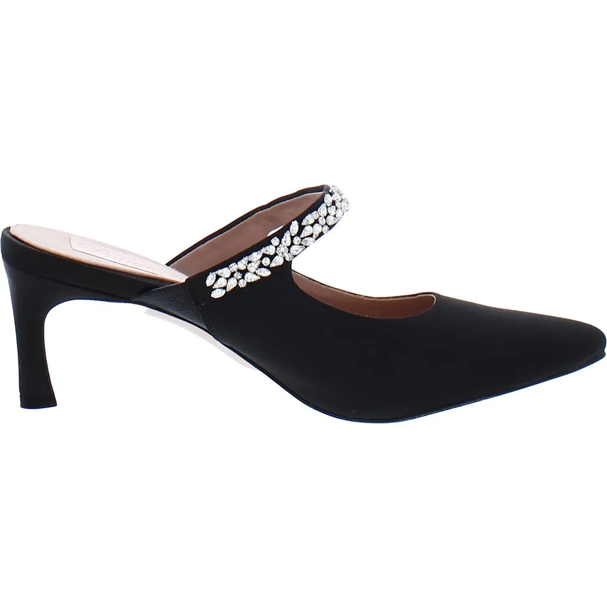 Liefde Womens Satin Rhinestone Mules