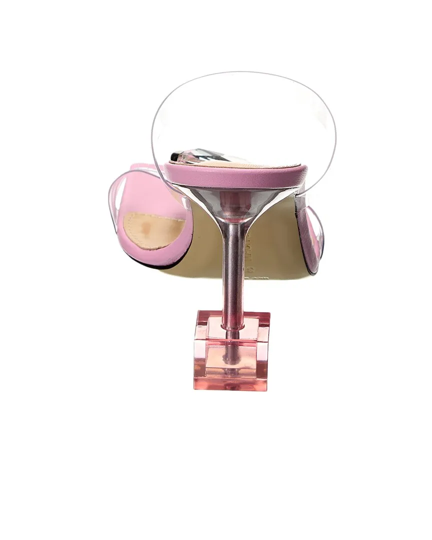 Mach & Mach Crystal Square Vinyl & Leather Mule