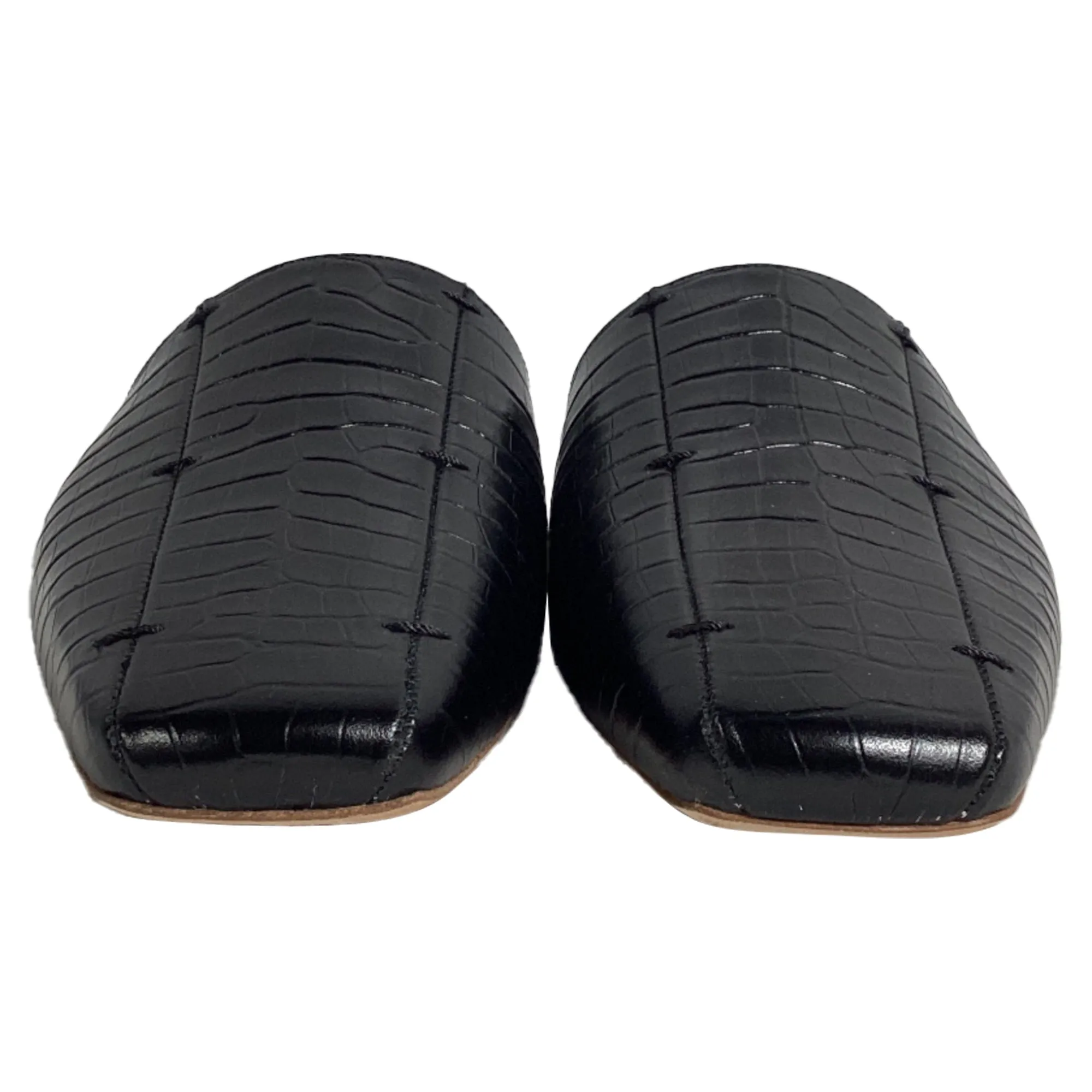 Malone Souliers x Deveaux Embossed Mules in Black Leather
