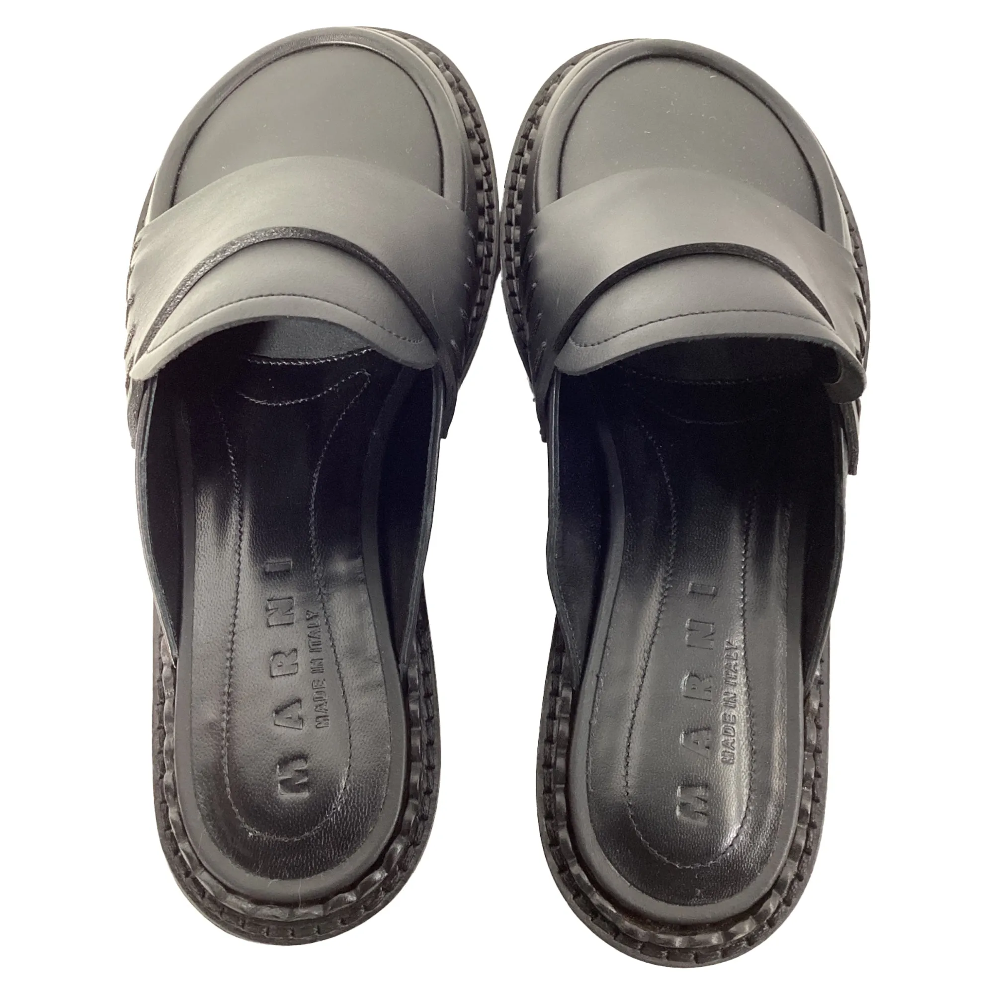 Marni Loafer Mules in Black Leather