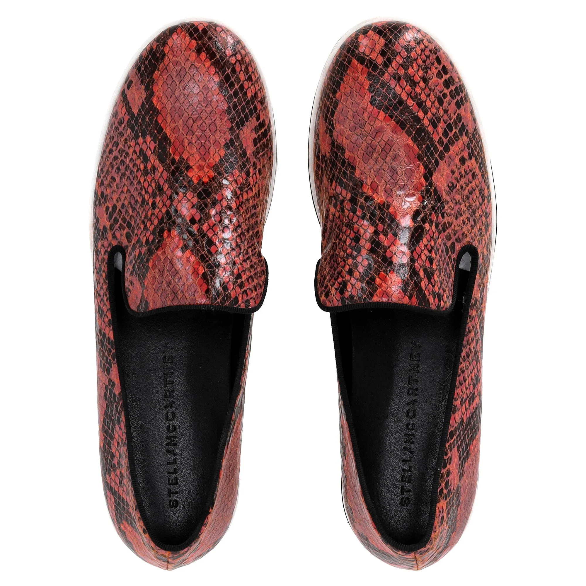 Stella McCartney Faux Python Creeper Platform Loafers in Red Leather