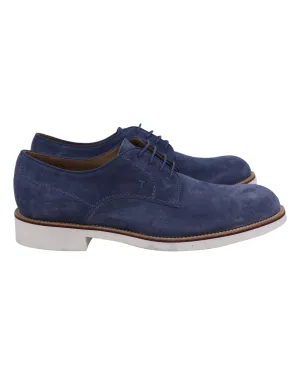 Tod's Lace Up Derby in Blue Suede