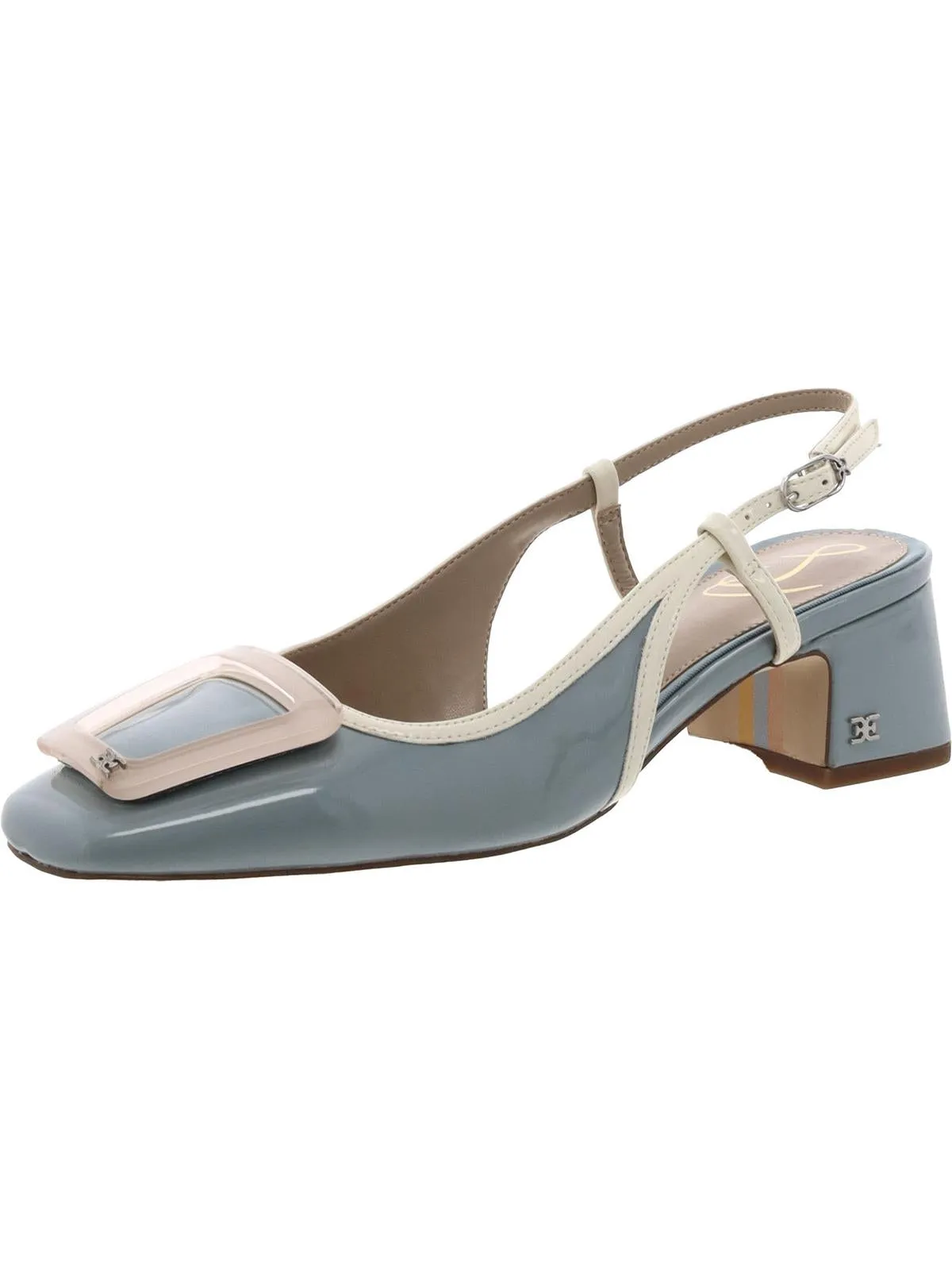 TRACIE Womens Patent Leather Block Heel Mule Sandals