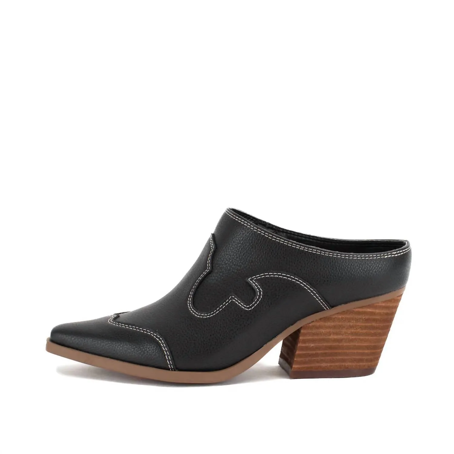 Women's Cyan Heeled Mule In Black