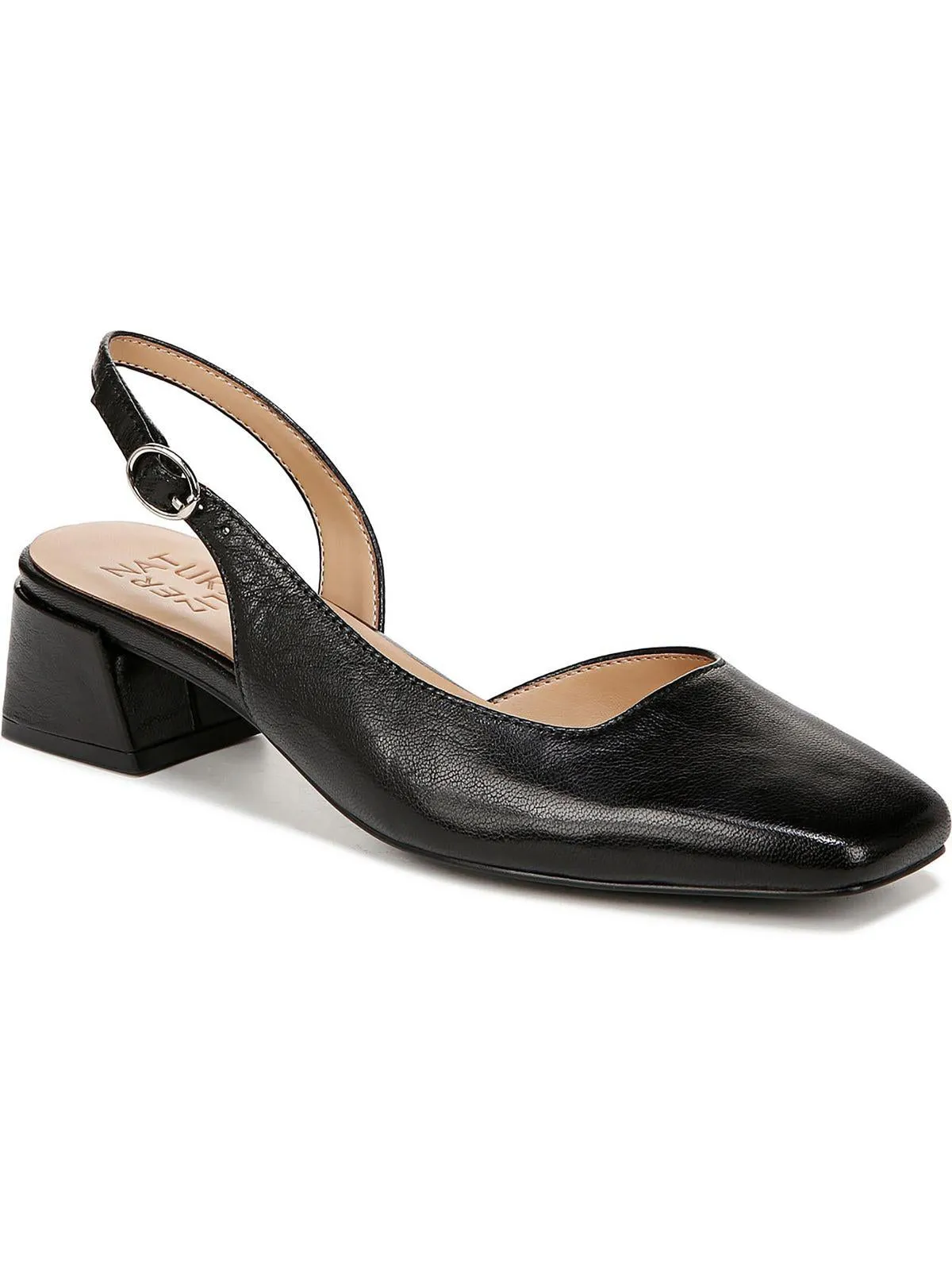 Womens Leather Metallic Slingbacks